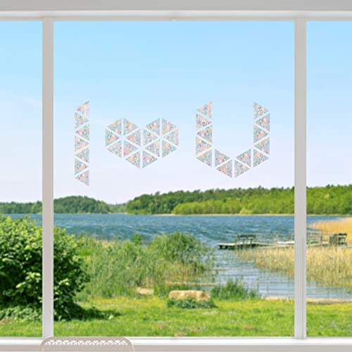 AREAWA 36 Pieces Triangle Window Decals for Bird Strikes - Anti-Collision Clings to Save Birds,Non Adhesive Vinyl Rainbow Suncatch Stickers, Easy Remove No Residue and Reusable - Image 2