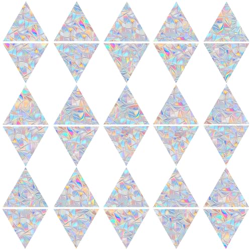AREAWA 36 Pieces Triangle Window Decals for Bird Strikes - Anti-Collision Clings to Save Birds,Non Adhesive Vinyl Rainbow Suncatch Stickers, Easy Remove No Residue and Reusable - Image 1