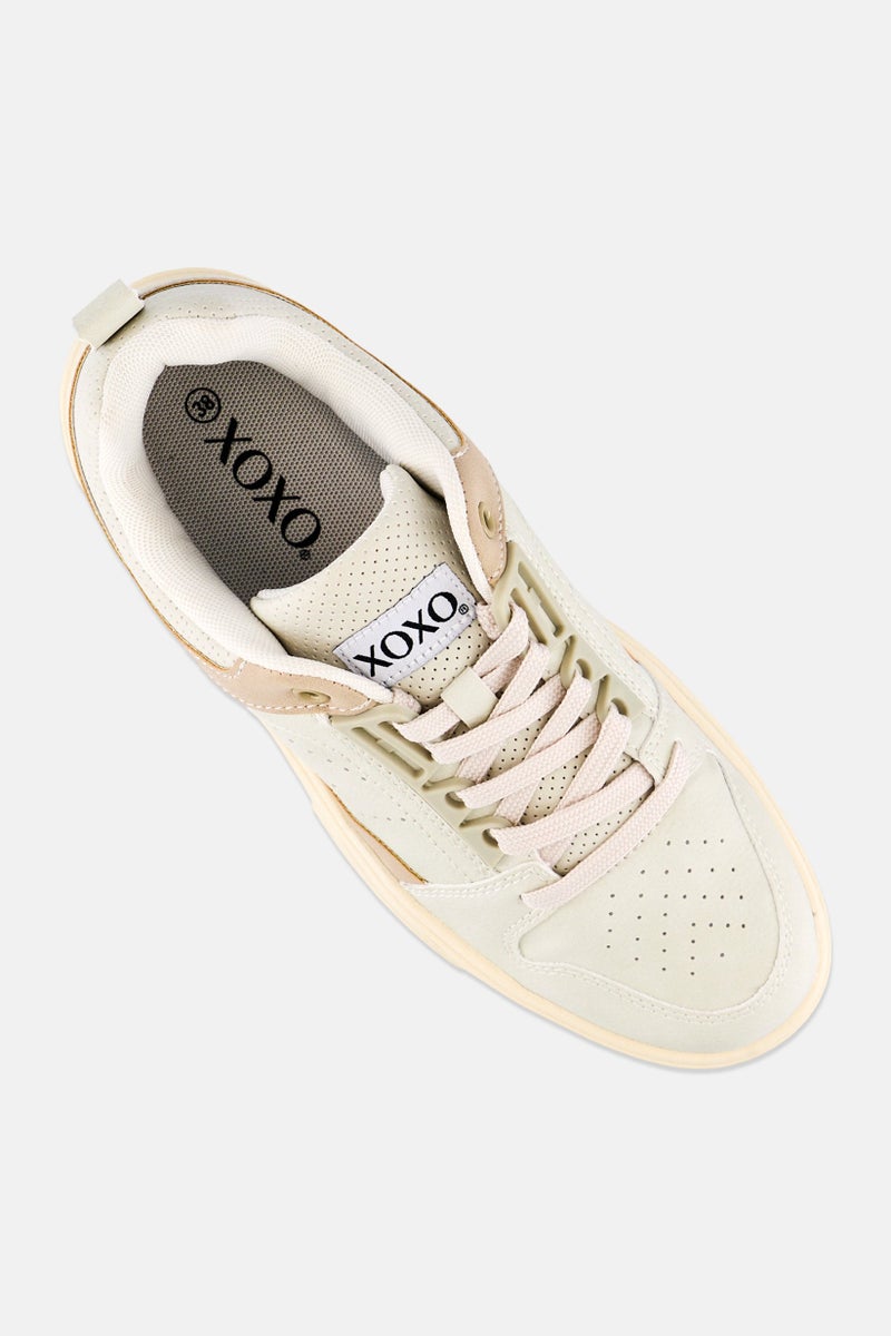XOXO Women Low Cut Lace Up Casual Sneakers, Light Sage - Image 4