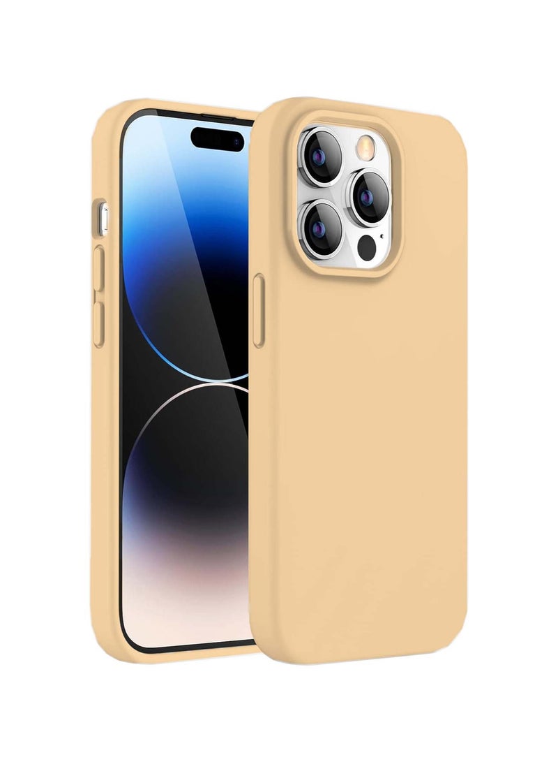 Techie جراب خلفي ناعم من السيليكون من Techie مع بطانة داخلية من الألياف الدقيقة مغناطيسية مدمجة لهاتف Apple iPhone 14 Pro - بيج - Image 1