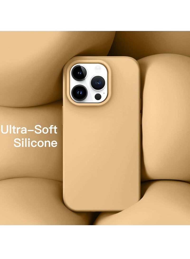 Techie جراب خلفي ناعم من السيليكون من Techie مع بطانة داخلية من الألياف الدقيقة مغناطيسية مدمجة لهاتف Apple iPhone 14 Pro - بيج - Image 4