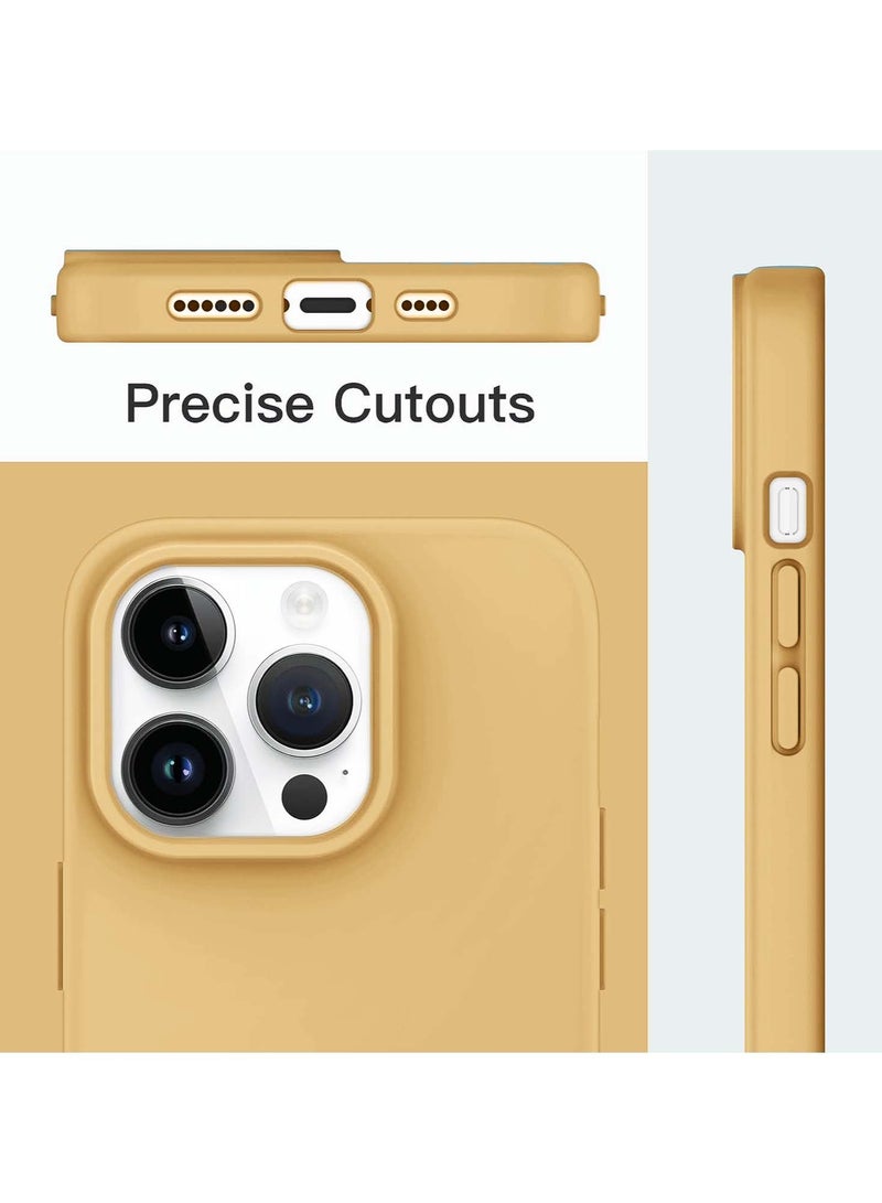 Techie جراب خلفي ناعم من السيليكون من Techie مع بطانة داخلية من الألياف الدقيقة مغناطيسية مدمجة لهاتف Apple iPhone 14 Pro - بيج - Image 3