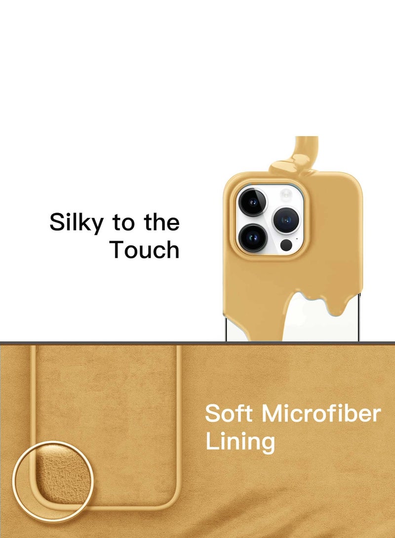 Techie جراب خلفي ناعم من السيليكون من Techie مع بطانة داخلية من الألياف الدقيقة مغناطيسية مدمجة لهاتف Apple iPhone 14 Pro - بيج - Image 5