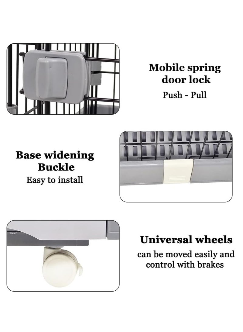 NNC PETS Large cat cage, 3-Tier kitten cage for multiple cats with hammock, wide perch, slide-out tray, climbing ladder, and universal wheels, Durable metal wire cage 145 cm (Black/Grey) - Image 3