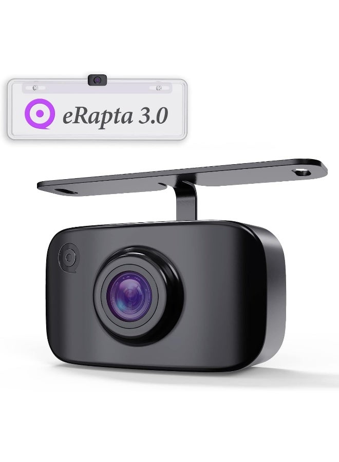 eRapta Reverse Camera 3.0 License Plate Backup Camera HD 149° Wide Rear View IP69K Waterproof IR Night Vision Easy Mount DIY Grid for Cars Trucks Pickups SUV RV Van Jeep - Image 1