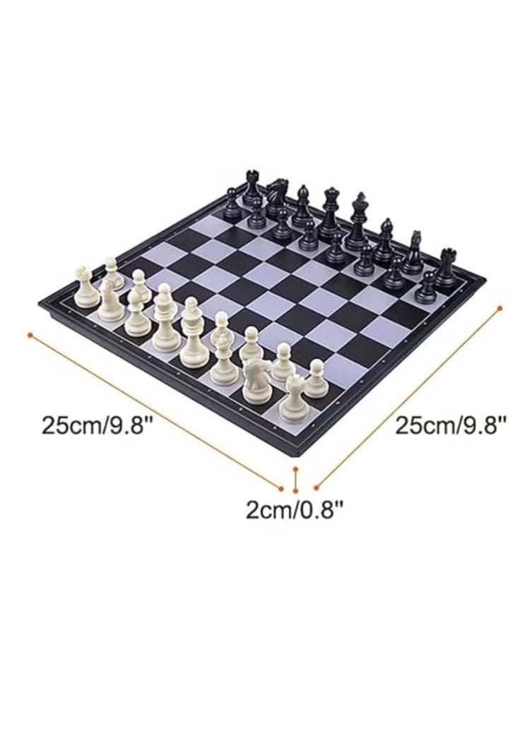 null - Magnetic Box Game Set of Chess, Checkers and Backgammon 3 in 1 Foldable and Portable 25cm Ideal for Travel Intense Value, Strategy - Image 1