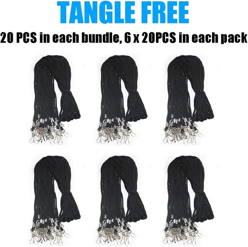BAITEER 120 Pcs Black Lanyards Premium Bulk Lanyards Round 36" with Swivel J Hook for ID Name Badge Holder, VIP, School, Kids, Coach, Conference, Festival and Hang Keys - Image 2