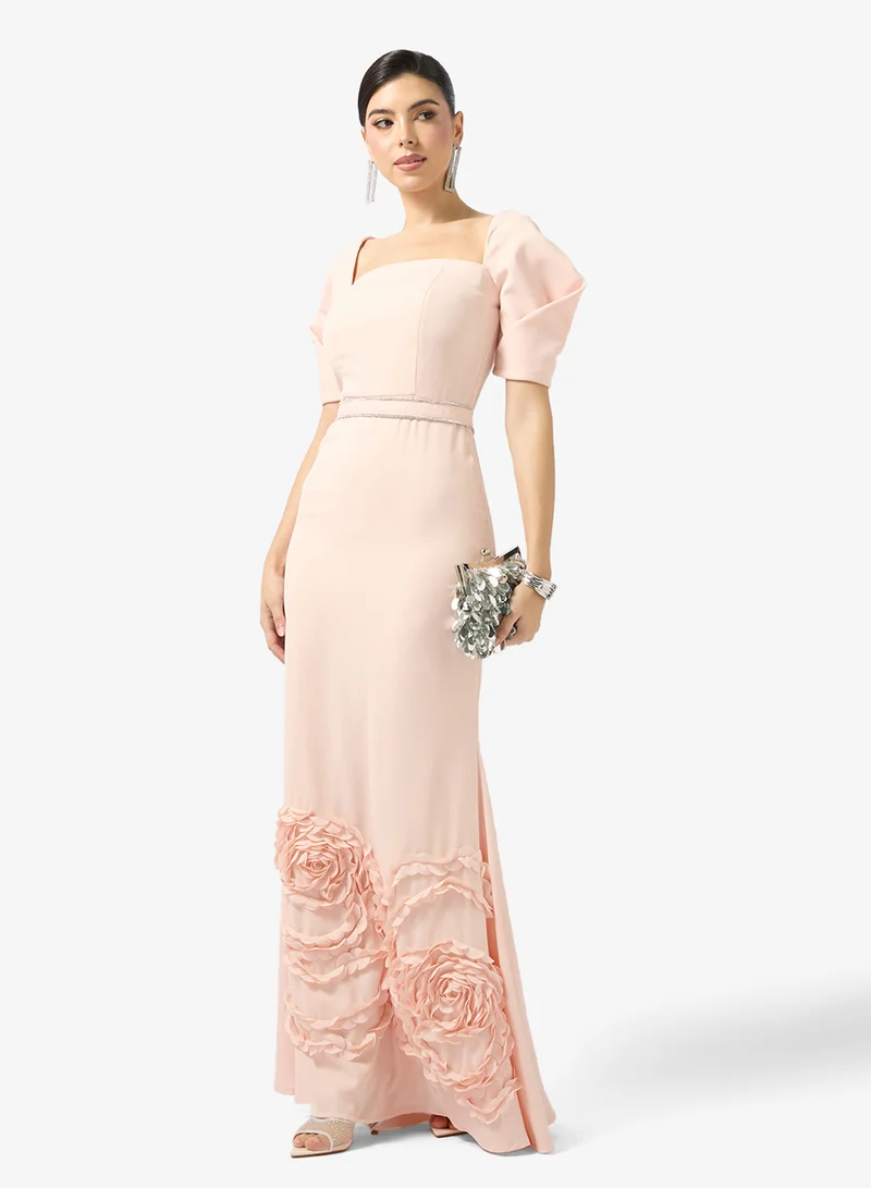 Namshi x  Structured Sleeve Smocking Detail Evening Gown for Women | Best Price UAE