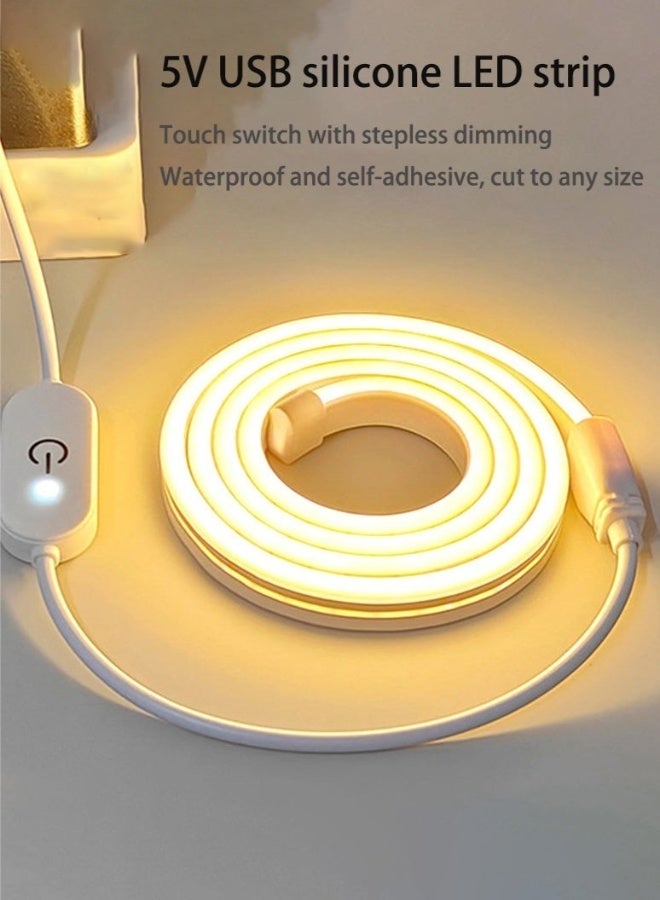 OULIYO 2-Meter LED Strip Light, USB Powered - Warm White Flexible TV Backlight, Waterproof and Super Bright Cabinet Lighting, Suitable for Bedrooms, Kitchens, Mirrors, Marine Decor, Etc. - Image 2