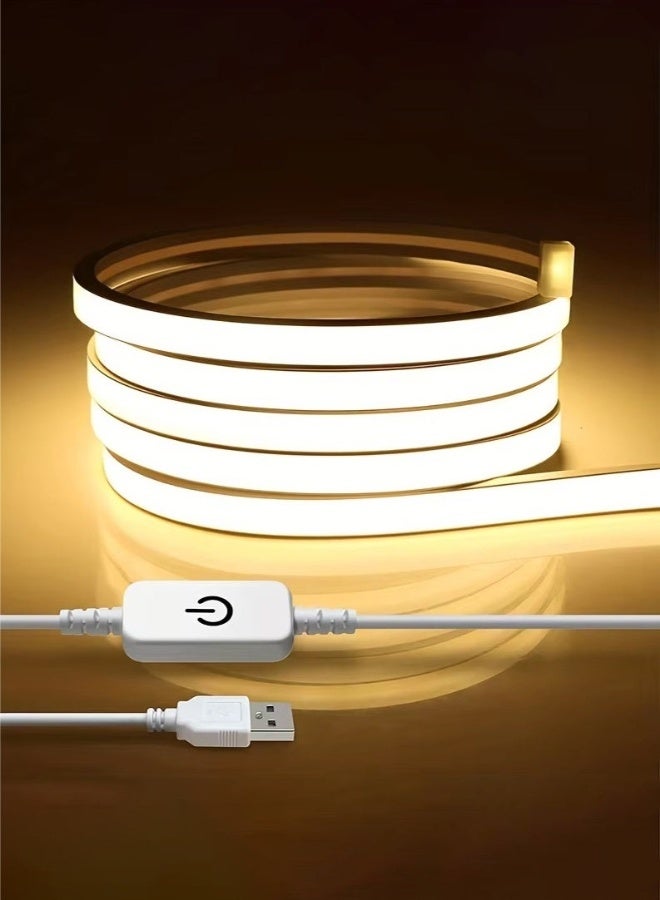 OULIYO 2-Meter LED Strip Light, USB Powered - Warm White Flexible TV Backlight, Waterproof and Super Bright Cabinet Lighting, Suitable for Bedrooms, Kitchens, Mirrors, Marine Decor, Etc. - Image 5
