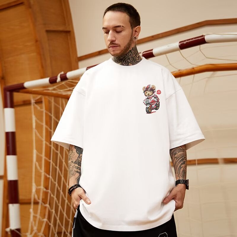 Street Hip-Hop Trendy Cartoon Short-Sleeve Men'S Ins Fashion Oversized Loose Bear Half-Sleeve T-Shirt - Image 4