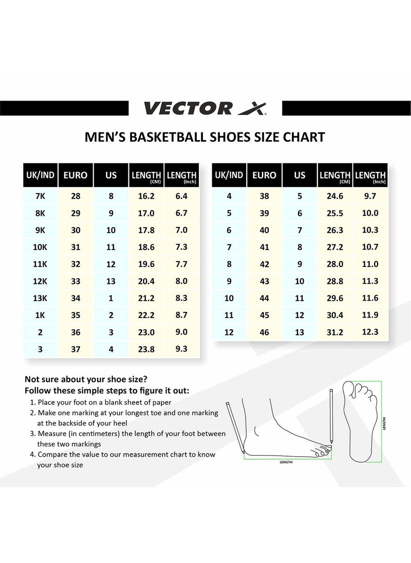 Vector X BB-22 Basketball Shoes | Unisex | 11UK,12US,45EU | Laceup | Comfortable,Lightweight | Synthetic,EVA Sole - Image 1