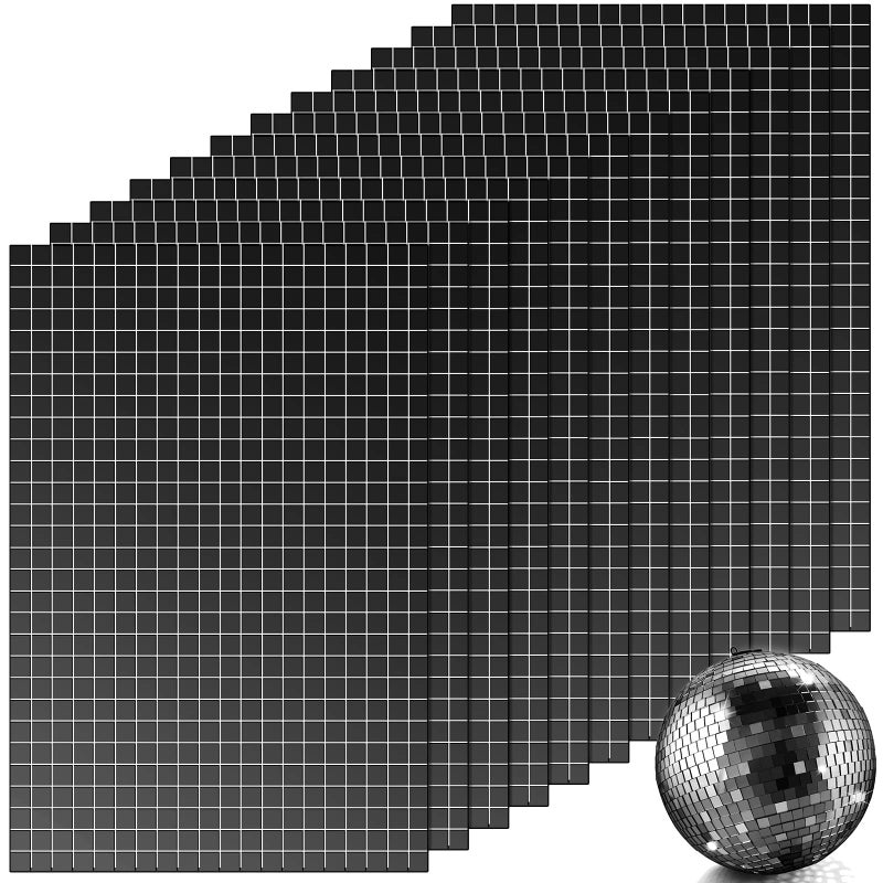 Romooa Romooa SelfAdhesive Mirrors Mosaic Tiles Real Glass Craft Mini Square Glass Mosaic Stickers Mini Mirror Stickers for DIY Disco Glass Tiles Decorations Making 5 x 5 mm 7200 Black 