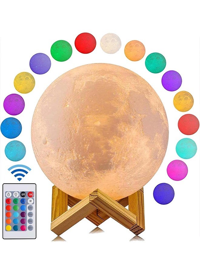 Yoawllty Moon Light with 16 Colors and 148 Combination Modes, 3D LED Moon Lamp for Kids, Home Bedroom Decor with Remote Control and Wood Stand  - Image 1