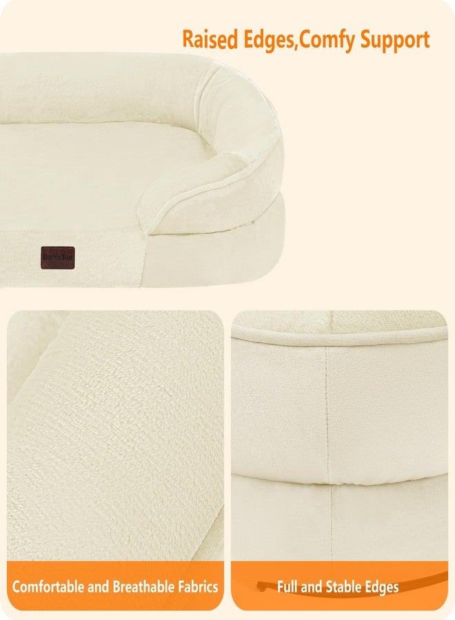 Dwanton Orthopedic Dog Bed for Medium Dogs with Gel Memory Foam, Waterproof Dog Sofa, Washable Pet Bed with Four Sided Bolster Cushion, Removable Cover & Non-Slip Bottom, 35", Beige - Image 5