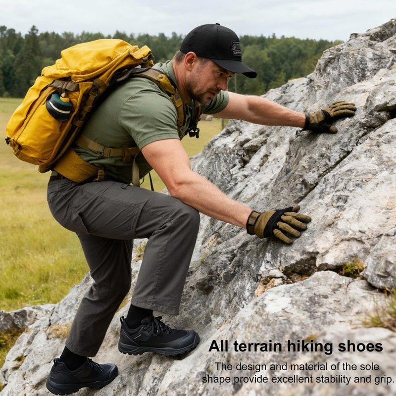 HUMTTO Men's All-Purpose Waterproof Hiking Shoes â€“ Lightweight & Breathable Non-Slip Trekking Trail Shoes 10.5 Black - Image 2