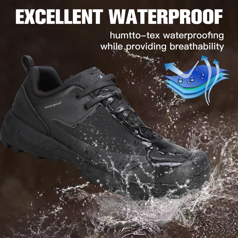 HUMTTO Men's All-Purpose Waterproof Hiking Shoes â€“ Lightweight & Breathable Non-Slip Trekking Trail Shoes 10.5 Black - Image 4