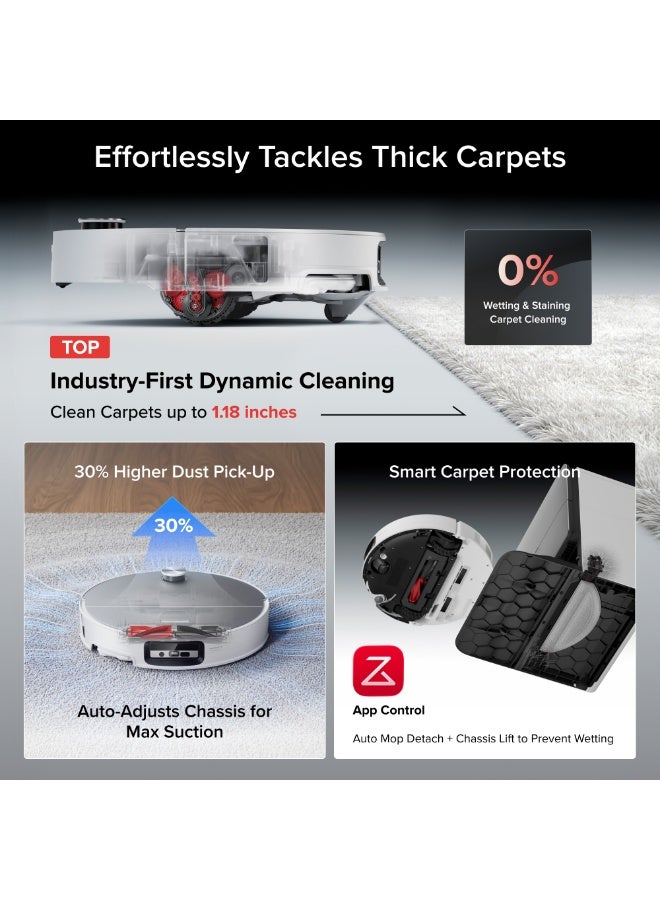 roborock Saros 20 Sonic Robot Vacuum and Mop, 36,000Pa Suction, AI Obstacle Avoidance, 3.14-inch Ultra Thin, Intelligent Dirt Detection, Zero Tangling Main Brush, Hot Water Mop & Dock Self Cleaning,White - Image 5