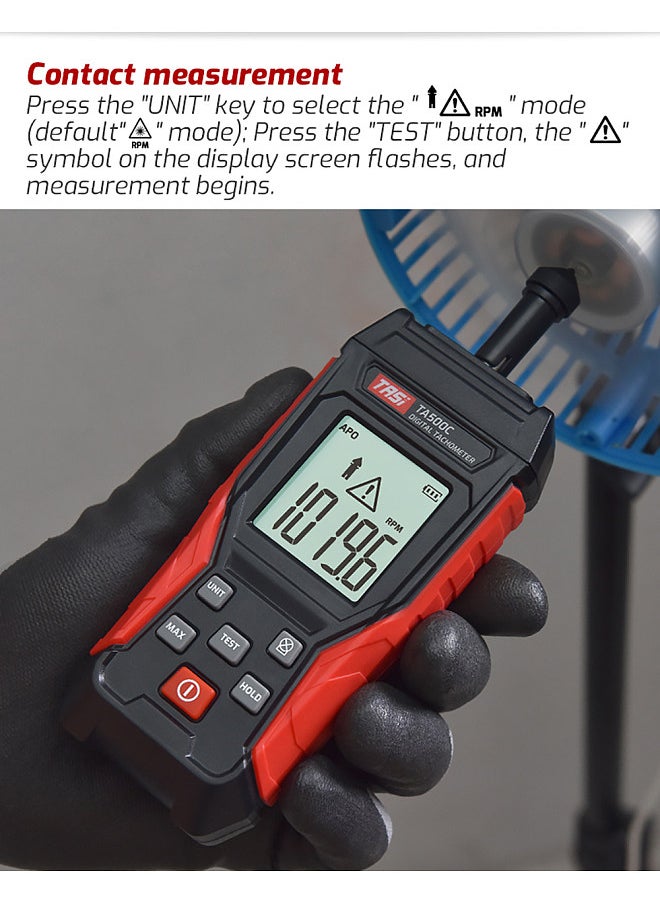 TASI - Digital Tachometer Non-Contact Mini RPM Tester Meter LCD Display Handheld Digital Tachometer for Motor Wheels Lathe Car Making - Image 1