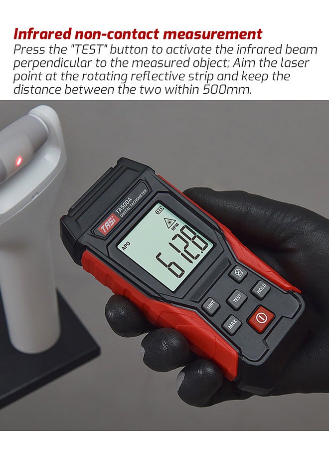 TASI - Digital Tachometer Non-Contact Mini RPM Tester Meter LCD Display Handheld Digital Tachometer for Motor Wheels Lathe Car Making - Image 1