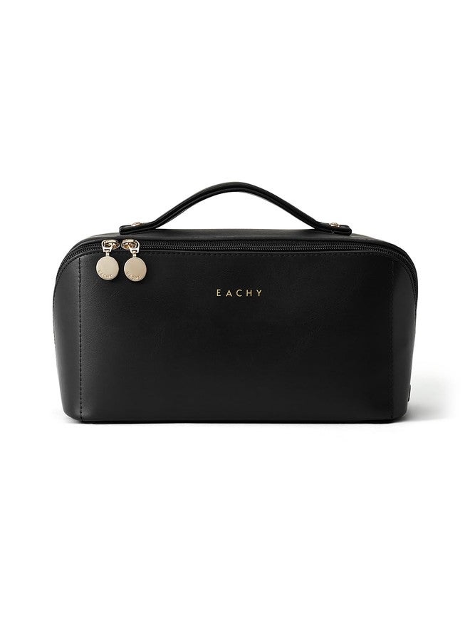 EACHY Travel Makeup Bag,Large Capacity Cosmetic Bags for Women,Waterproof Portable Pouch Open Flat Toiletry Bag Pattern Makeup Bag, AH-Black, Large, Practical/Functional - Image 5