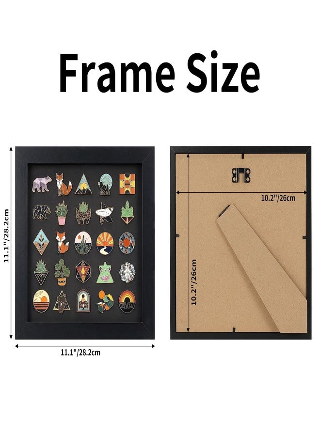 CRUGLA 11x11 Inch Black MDF Shadow Box Pin Display Case Set of 1, Wall and Desktop Enamel Pin Holder Collection Frame - Image 2