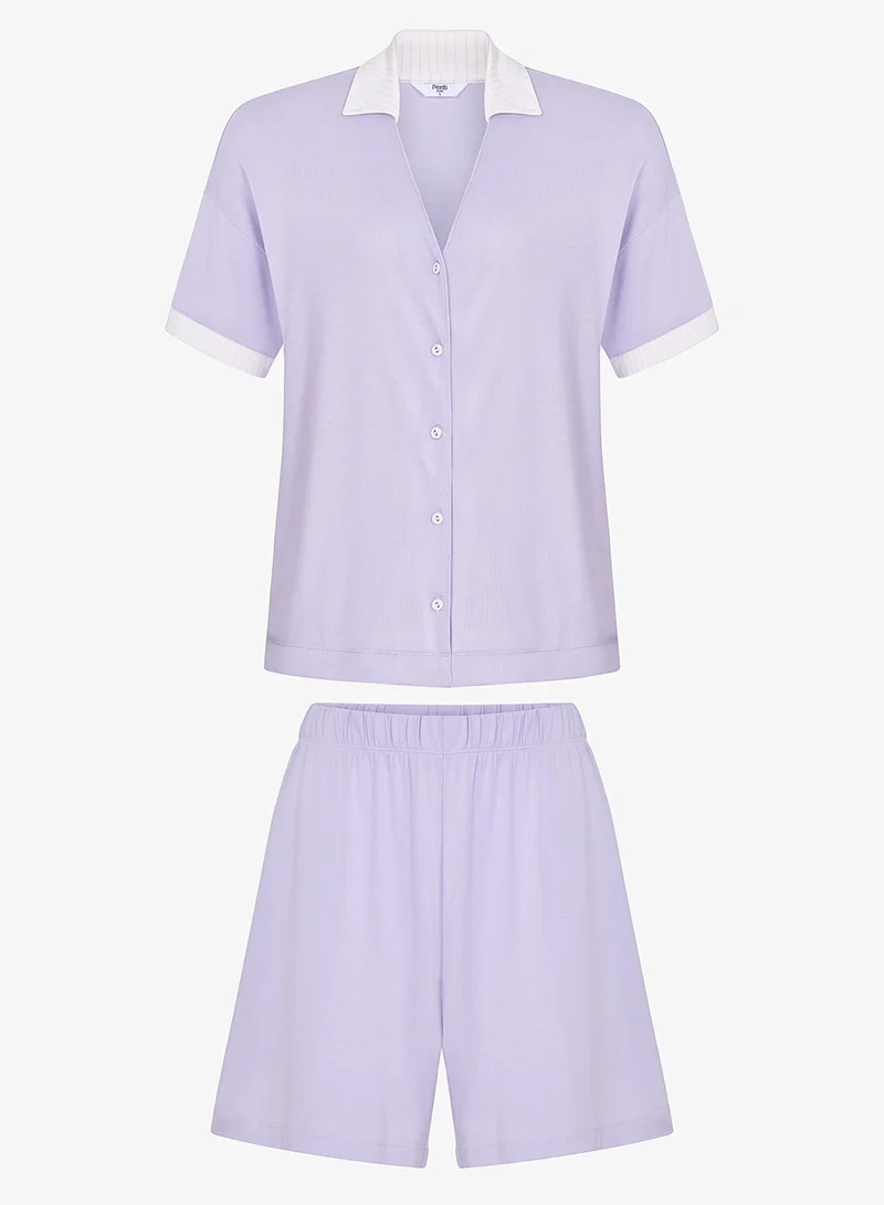 بنتي Penti Women's Modal Lounge Collagen Shirt & Shorts Set - Lilac