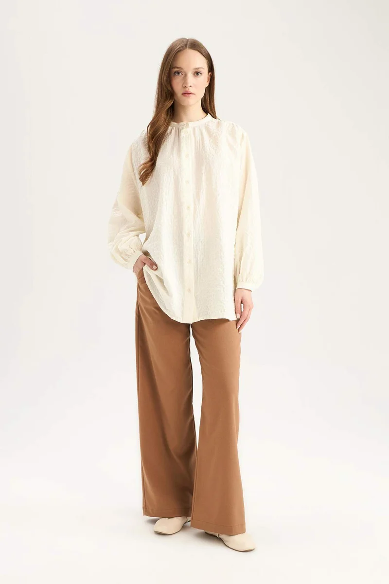 ديفاكتو Flexible Waist Laced Basic Wide Leg Trousers