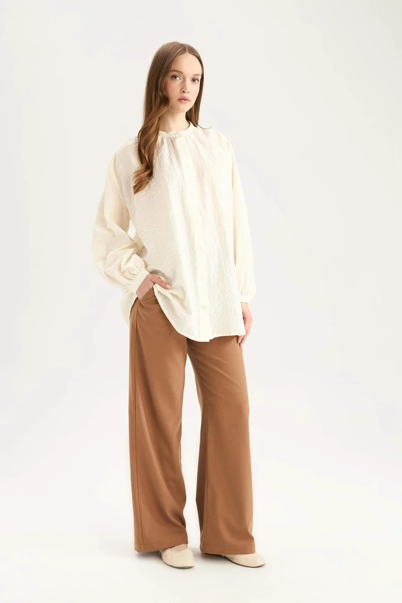 ديفاكتو Flexible Waist Laced Basic Wide Leg Trousers
