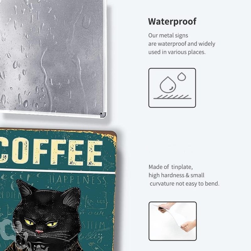 Fmcmly Retro Cat Coffee Metal Tin Sign Vintage Kitchen Signs Wall Decor Home Bar Cafe Decorations Art Poster 8x12 Inch Because Murder Is Wrong Signs - Image 4