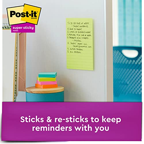 Post It Post-it Super Sticky Notes, 4" x 6", Miami Collection, 4 Pads per Pack, 45 Sheets per Pad, Lined (4621-SSMIA) - Image 3