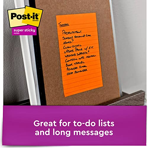 Post It Post-it Super Sticky Notes, 4" x 6", Miami Collection, 4 Pads per Pack, 45 Sheets per Pad, Lined (4621-SSMIA) - Image 4