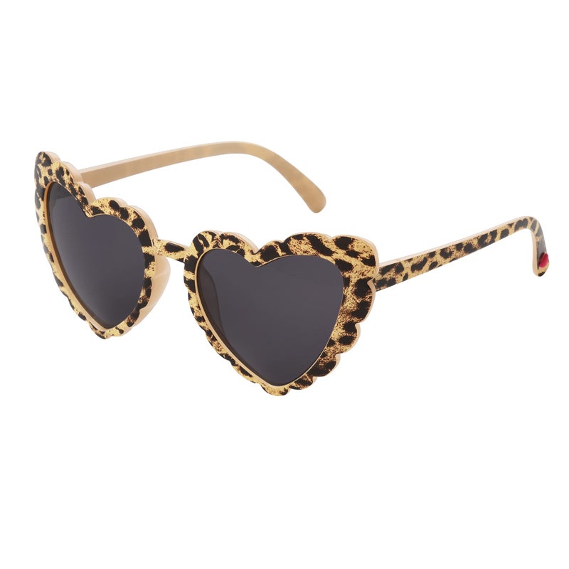 Betsey Johnson Women's Queen of Hearts Sunglasses Heartshape, Beige/Brown Leopard, 53mm - Image 1