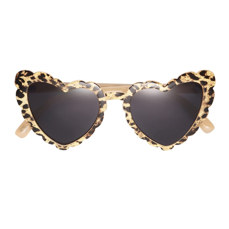 Betsey Johnson Women's Queen of Hearts Sunglasses Heartshape, Beige/Brown Leopard, 53mm - Image 4