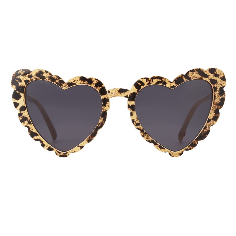 Betsey Johnson Women's Queen of Hearts Sunglasses Heartshape, Beige/Brown Leopard, 53mm - Image 2