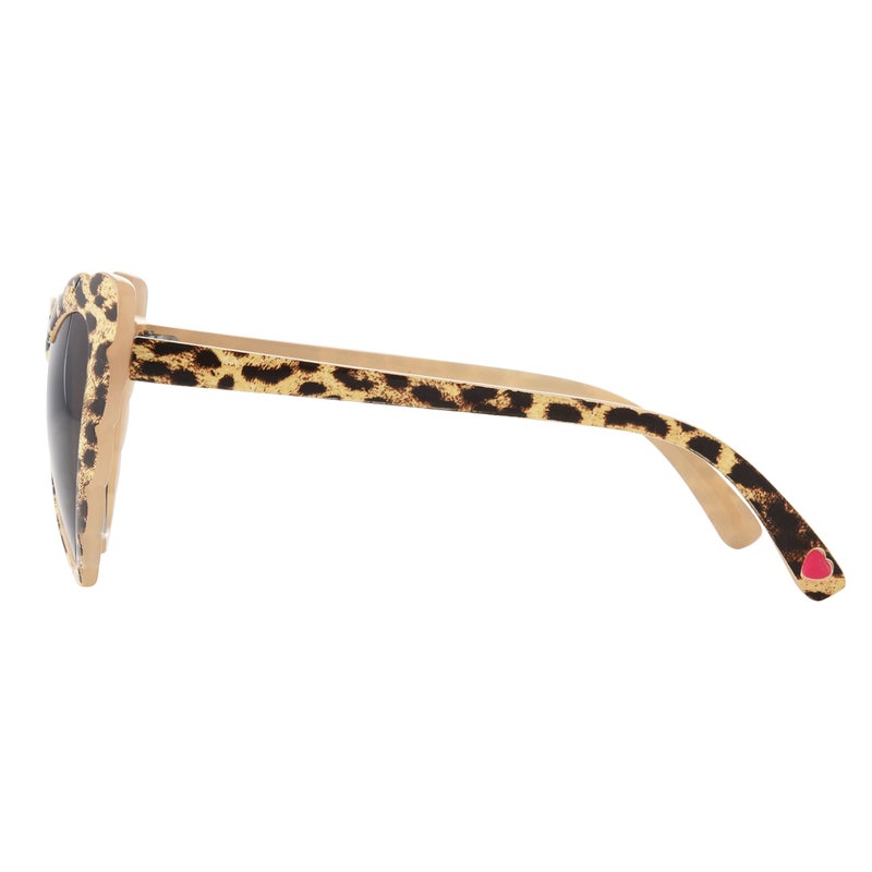 Betsey Johnson Women's Queen of Hearts Sunglasses Heartshape, Beige/Brown Leopard, 53mm - Image 3