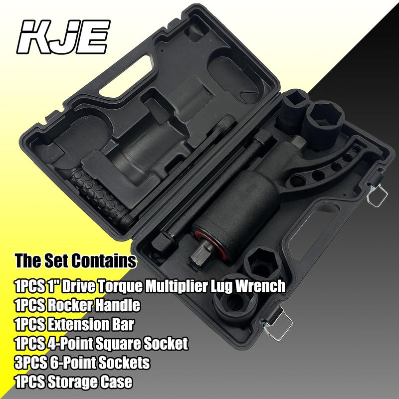 KJE Heavy Duty Torque Multiplier Wrench Set, w/ 1-5/16~1-5/8Inch Cr-v Socket (4800 N/M, 3,540 ft/lb), 1:64 Saving Lug Nut Remover Torque Wrench for Semi Truck & RVs - Image 3