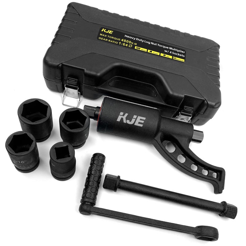 KJE Heavy Duty Torque Multiplier Wrench Set, w/ 1-5/16~1-5/8Inch Cr-v Socket (4800 N/M, 3,540 ft/lb), 1:64 Saving Lug Nut Remover Torque Wrench for Semi Truck & RVs - Image 1