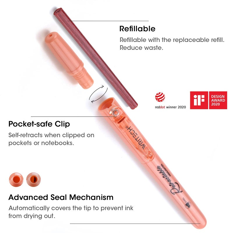 WRITECH Retractable Highlighters Assorted Colors: Chisel Tip Click Aesthetic Highlighter Marker Pens Pack Multi Colored Ink No Bleed Smear for Highlighting Journaling (12ct Mild+Vintage) - Image 4