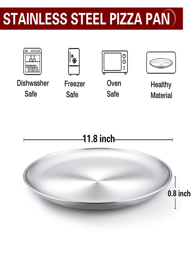 TeamFar 12 Inch Stainless Steel Pizza Pan - Round Oven Baking Tray, Healthy & Heavy Duty, Dishwasher Safe & Easy Clean - Image 2
