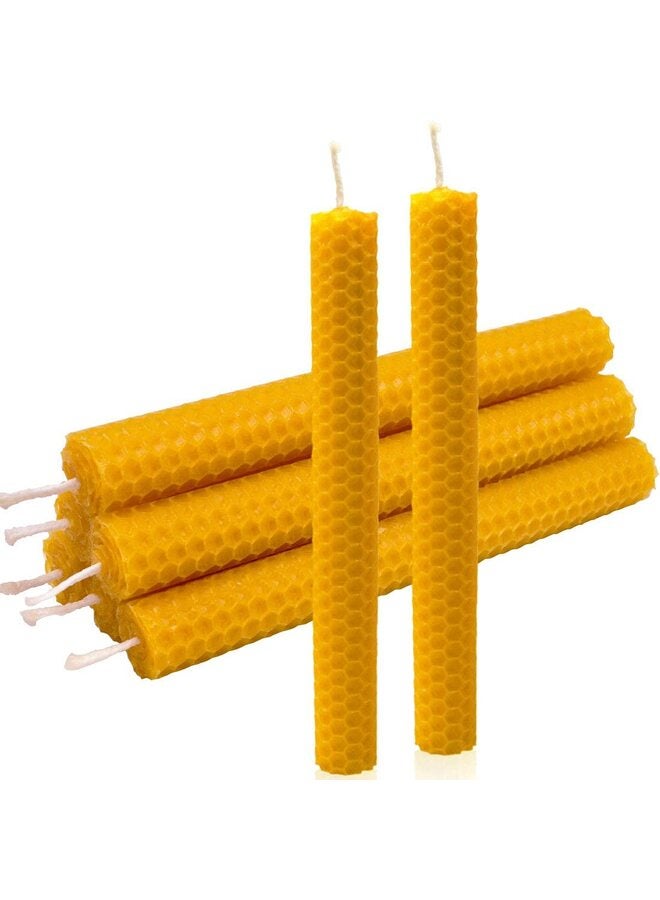 LAMAY 6PCS Beeswax Taper Candle, Drip-Proof Hand-Rolled, Great for Home, Holidays, Weddings, Women's Gifts (Yellow) - Image 1