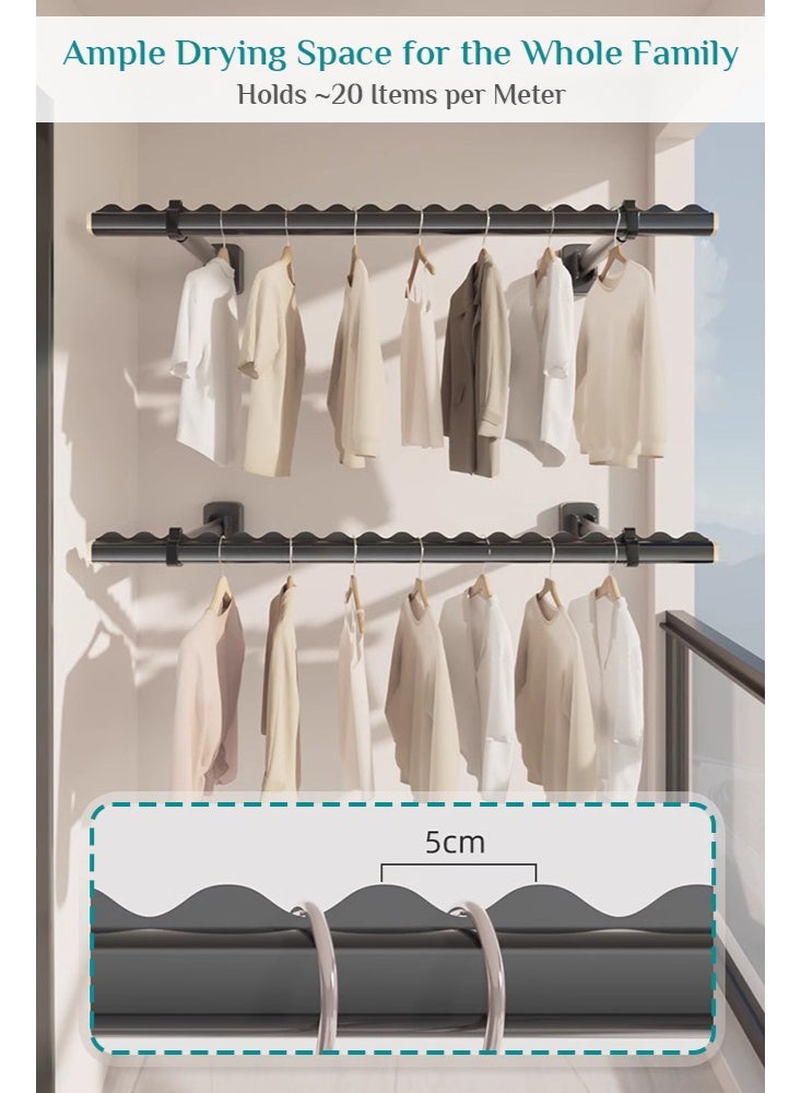 Uptyia Wall-Mounted Clothes Drying Rack Is Retractable And Foldable To Save space In Your Home size 1.2m - Image 5