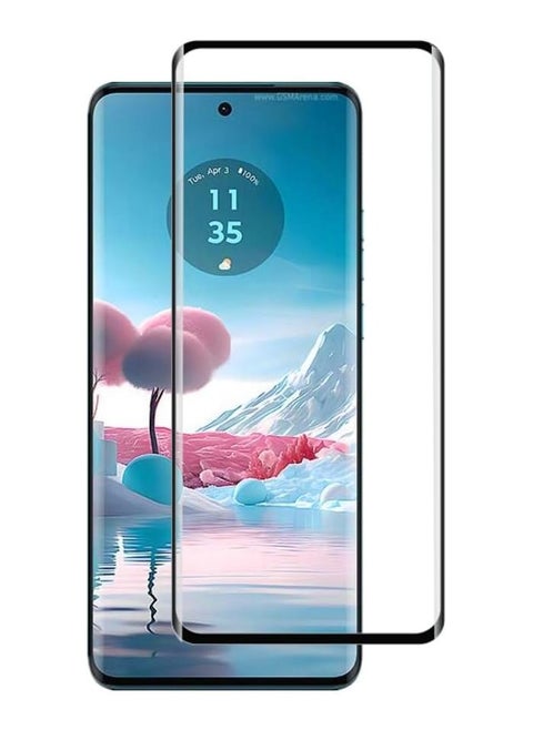 Screen Protector Tempered Glass,9D Curved Edge High Definition Anti Scratch 9H Hardness Bubble-Free Case Friendly Full Glue Screen Protector for Motorola Edge 40 Black