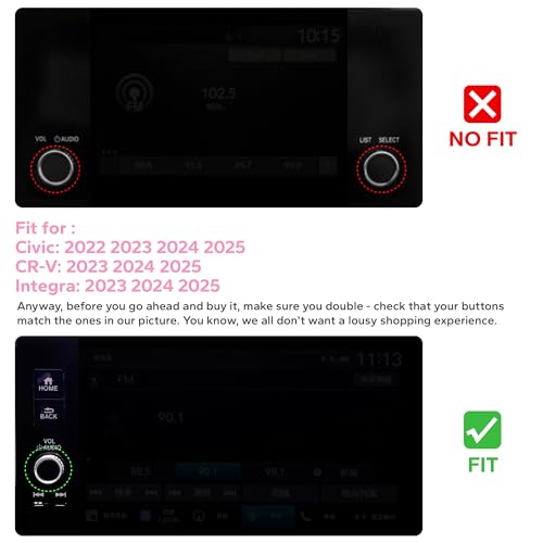 Polodunn for Honda Civic 2022-2026 Accessories, CRV 2023-2026 & Acura Ingetra 2023-2025 (Fit 9" Screen/ 1 Audio Knob), 11pcs Knob Cover Kit - Hazard Light, Push Start, Audio, AC & Air Vent (Pink) - Image 2