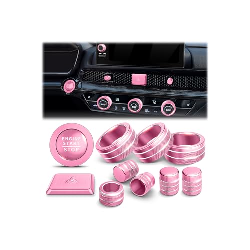 Polodunn for Honda Civic 2022-2026 Accessories, CRV 2023-2026 & Acura Ingetra 2023-2025 (Fit 9" Screen/ 1 Audio Knob), 11pcs Knob Cover Kit - Hazard Light, Push Start, Audio, AC & Air Vent (Pink) - Image 1