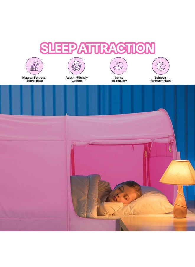 Alvantor Bed Canopy Tents Dream Privacy Space Double Size Sleeping Tents Indoor Pop Up Portable Frame Curtains Breathable Pink Cottage (Mattress Not Included) Reducing Light - Image 2