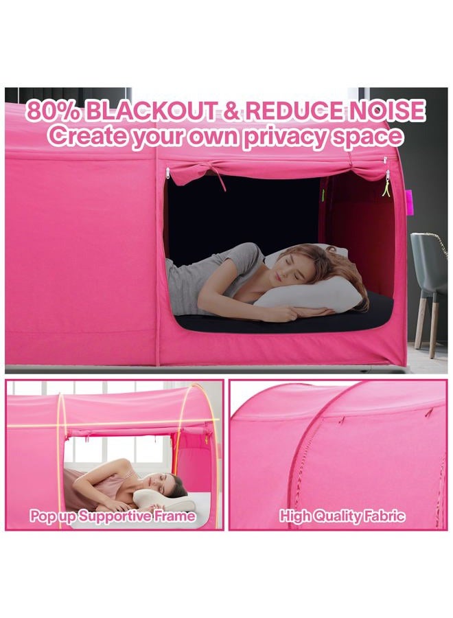 Alvantor Bed Canopy Tents Dream Privacy Space Double Size Sleeping Tents Indoor Pop Up Portable Frame Curtains Breathable Pink Cottage (Mattress Not Included) Reducing Light - Image 5