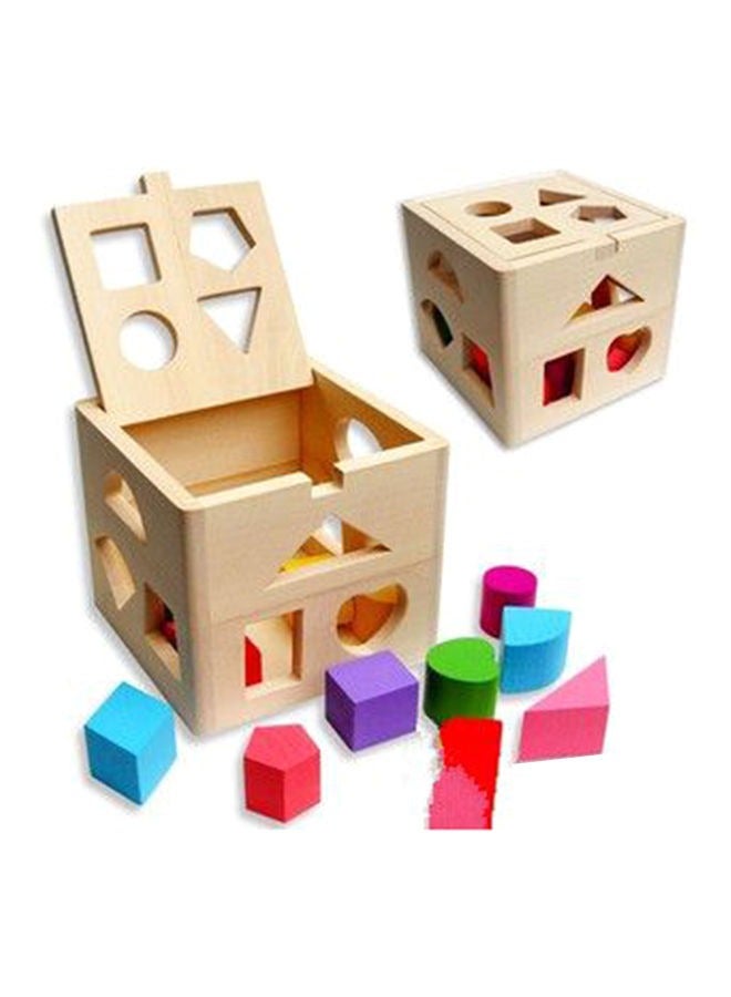 Children's geometric shape box intelligence matching, wooden block shape sorting machine set, sturdy and durable, colorful, various, puzzle toys - Image 1