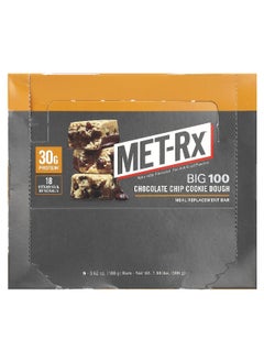 MET-Rx MET-Rx, Big 100, Meal Replacement Bar, Chocolate Chip Cookie Dough, 9 Bars, 3.52 oz (100 g) Each 