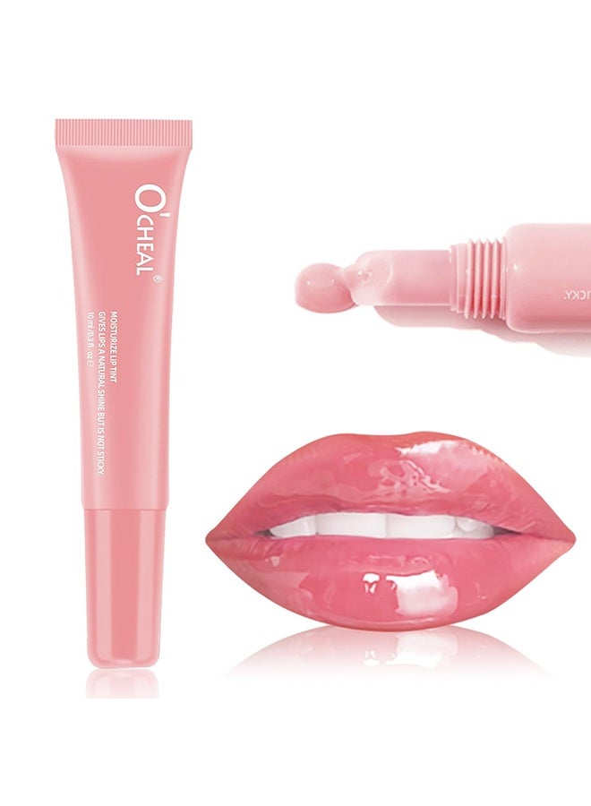 اوكيل ترطيب صبغة الشفاه ، مرطب شفاه ملون مرطب ، صبغة شفاه شفافة لامعة طبيعية ، خفيفة الوزن ، ممتلئة ، غير لزجة ، طويلة الأمد ، مضادة للتجاعيد زبدة شفاه # 01 وردي - Image 1